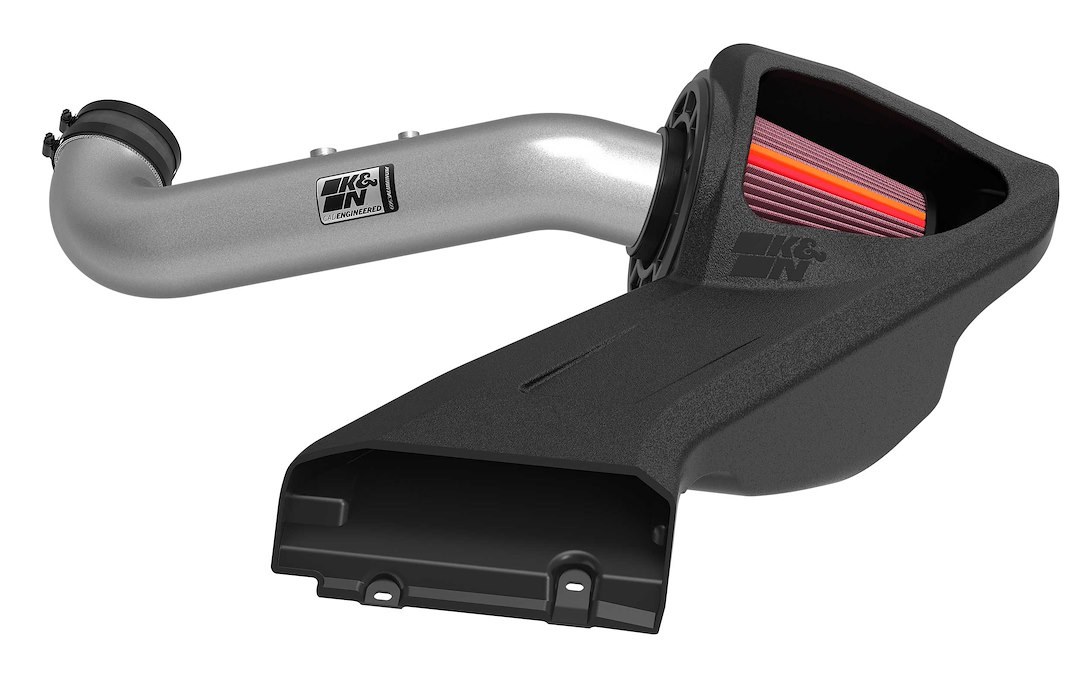K&N Filters Cold Air Intake, Nextgen, Silver Aluminum Tube, Red Filter, With Heat Shield – 70-2591