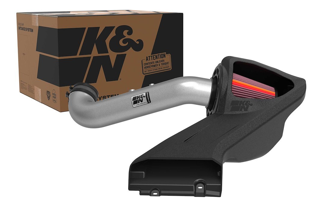 K&N Filters Cold Air Intake, Nextgen, Silver Aluminum Tube, Red Filter, With Heat Shield – 70-2591