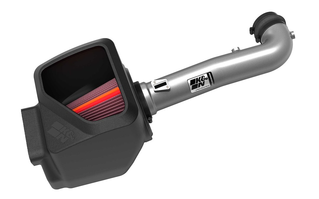 K&N Filters Cold Air Intake, Nextgen, Silver Aluminum Tube, Red Filter, With Heat Shield – 70-3082