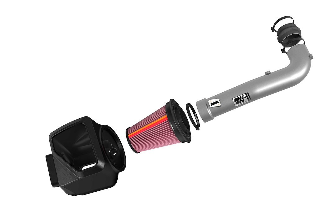 K&N Filters Cold Air Intake, Nextgen, Silver Aluminum Tube, Red Filter, With Heat Shield – 70-3082