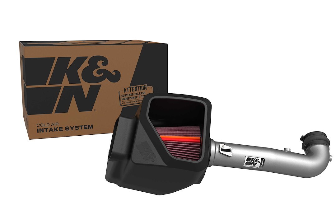 K&N Filters Cold Air Intake, Nextgen, Silver Aluminum Tube, Red Filter, With Heat Shield – 70-3082