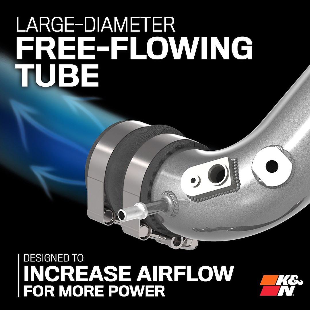 K&N Filters Turbocharger Intercooler Pipe, 77 Series ™, Hot and Cold Side, Gunmetal Gray Aluminum Tube – 77-1023KC