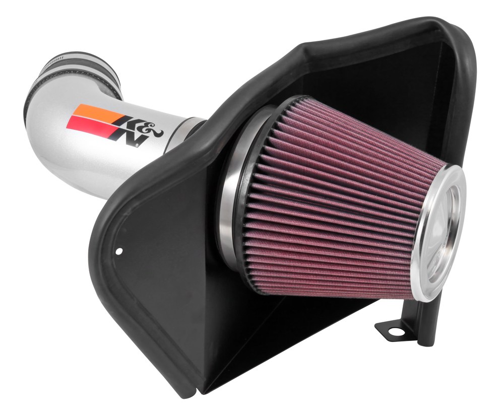 K&N Filters Cold Air Intake, 77 Series ™, Silver Aluminum Tube, Red Filter, With Heat Shield – 77-1567KS