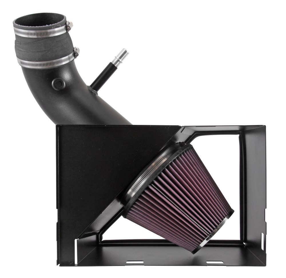 K&N Filters Cold Air Intake, 77 Series ™, Textured Black Aluminum Tube, Red Filter, With Heat Shield – 77-1568KTK