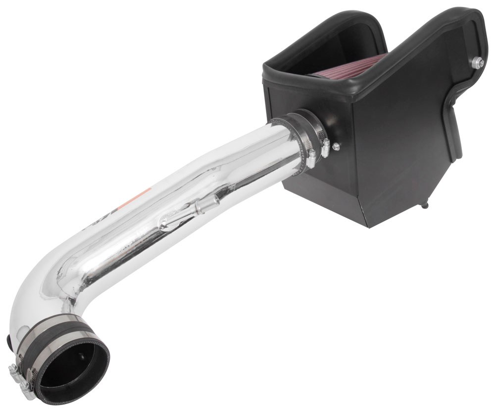 K&N Filters Cold Air Intake, 77 Series ™, Polished Aluminum Tube, Red Filter, With Heat Shield – 77-1576KP