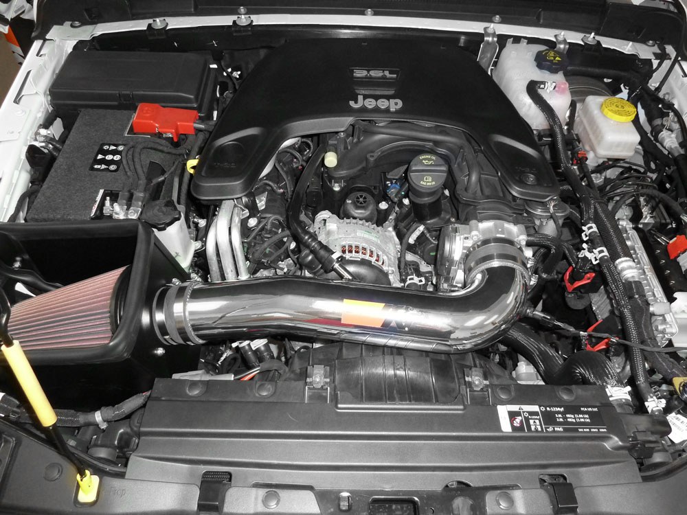 K&N Filters Cold Air Intake, 77 Series ™, Polished Aluminum Tube, Red Filter, With Heat Shield – 77-1576KP