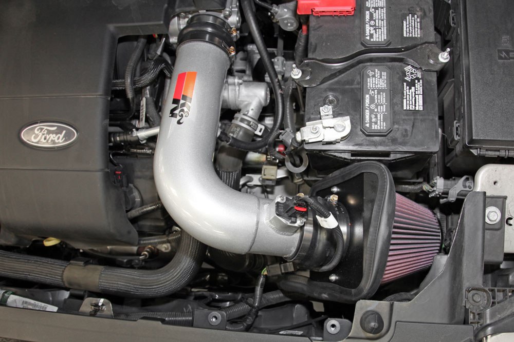 K&N Filters Cold Air Intake, 77 Series ™, Silver Aluminum Tube, Red Filter, With Heat Shield – 77-2575KS