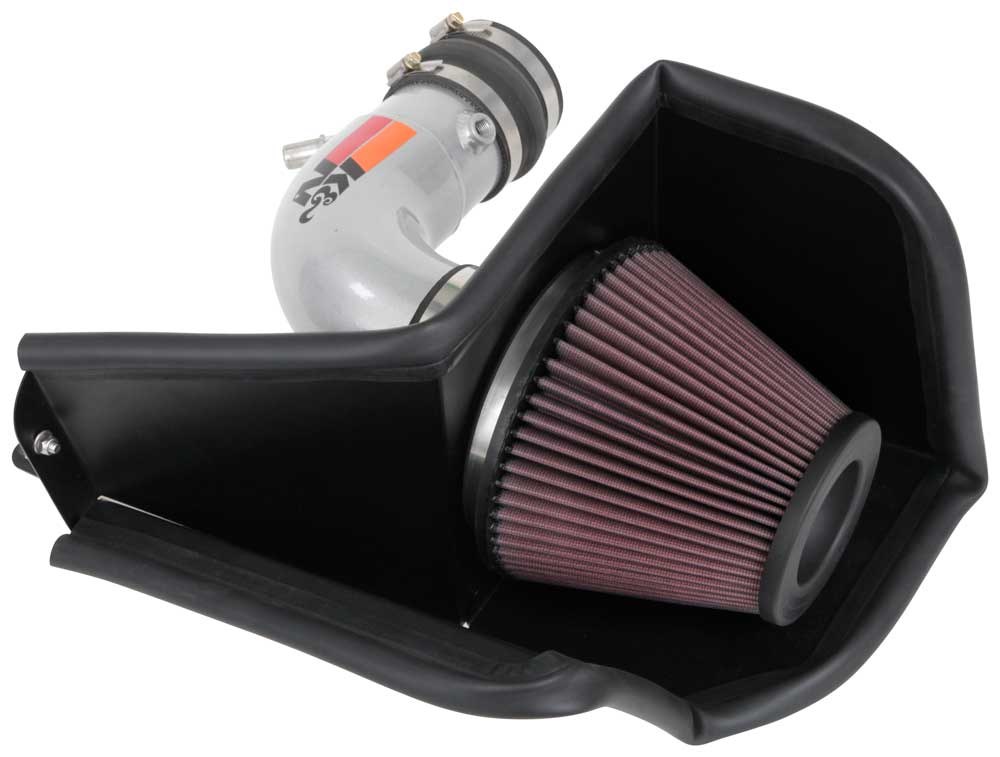 K&N Filters Cold Air Intake, 77 Series ™, Silver Aluminum Tube, Washable Red Filter, With Heat Shield – 77-2592KS