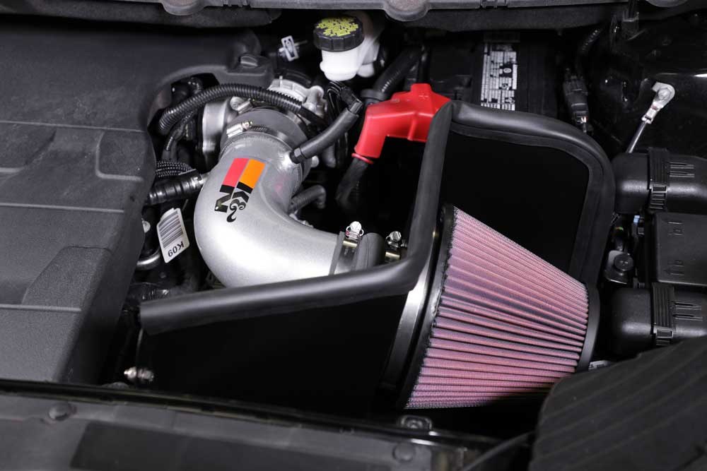 K&N Filters Cold Air Intake, 77 Series ™, Silver Aluminum Tube, Washable Red Filter, With Heat Shield – 77-2592KS