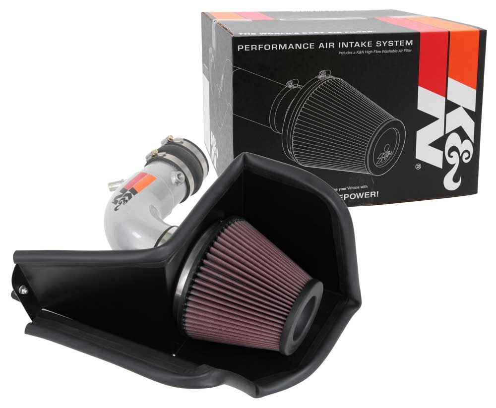 K&N Filters Cold Air Intake, 77 Series ™, Silver Aluminum Tube, Washable Red Filter, With Heat Shield – 77-2592KS