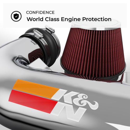 K&N Filters Cold Air Intake, 77 Series ™, Gunmetal Gray Aluminum Tube, Red Filter, With Heat Shield – 77-2616KC