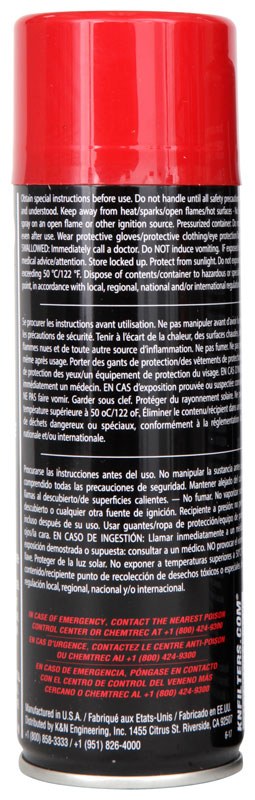 K&N Filters Air Filter Oil, 6-1/2 Ounce, Aerosol Can, Single – 99-0504
