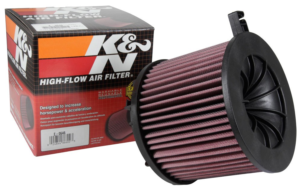 K&N Filters Air Filter, Washable, Red, Cotton Gauze, Round, 6-5/8 Inch Outside Diameter X 5-1/2 Inch Height – E-0646