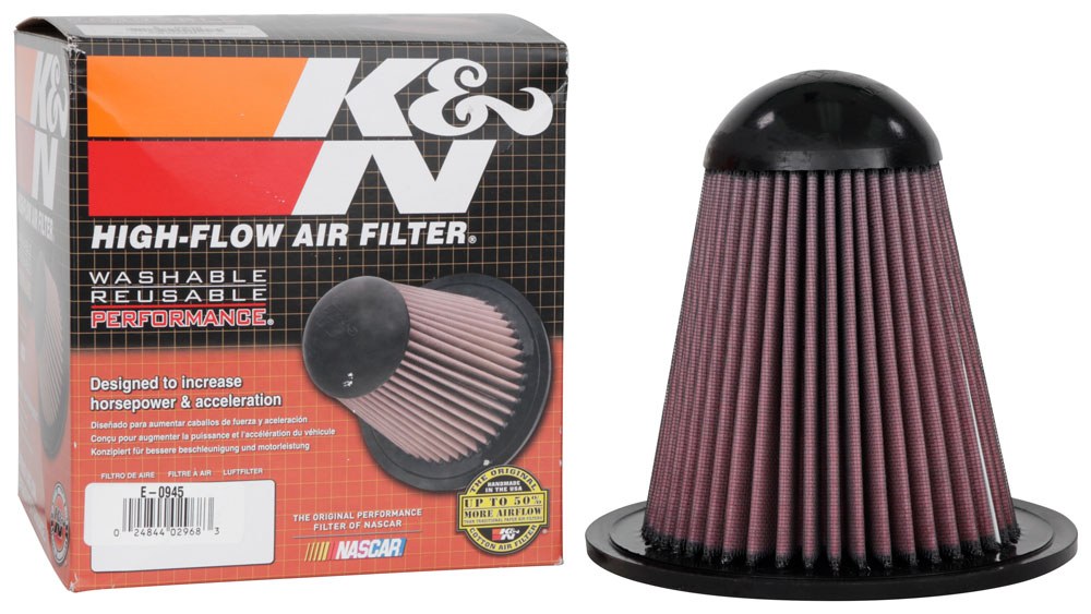K&N Filters Air Filter, Filtercharger ®, Washable, Red, Cotton Gauze, Round Tapered – E-0945