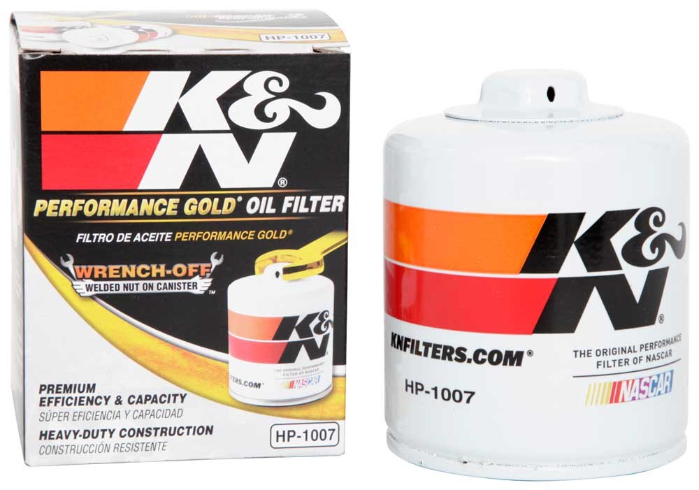 K&N Filters Oil Filter, Premium Wrench-Off, High Flow Premium Media, Canister Style – HP-1007