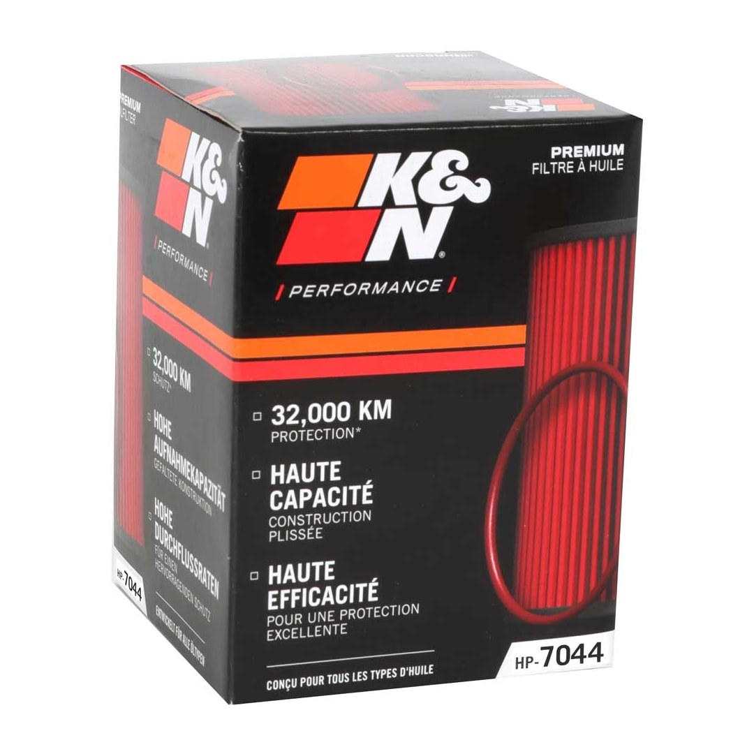 K&N Filters Oil Filter, Engine Oil Filter, High Flow Premium Media, Cartridge, Viton Rubber Gasket – HP-7044