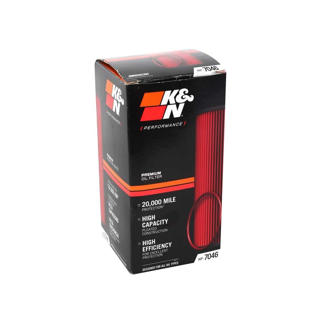 K&N Filters Oil Filter, Engine Oil Filter, High Flow Premium Media, Cartridge, Viton Rubber Gasket – HP-7046