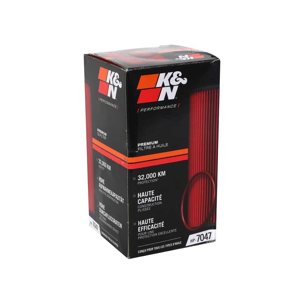 K&N Filters Oil Filter, Engine Oil Filter, High Flow Premium Media, Cartridge, Viton Rubber Gasket – HP-7047
