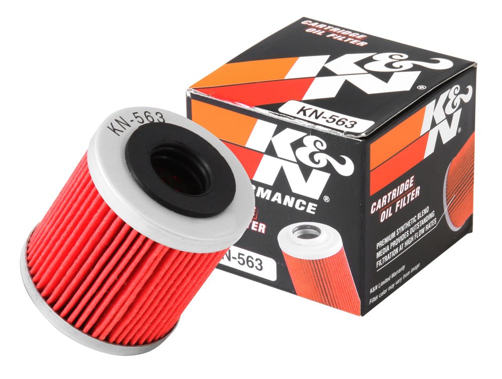 K&N Filters Oil Filter, Powersports, Cartridge Style, High Flow Premium Media, Without Anti Drain Back Valve, With Bypass Valve – KN-563