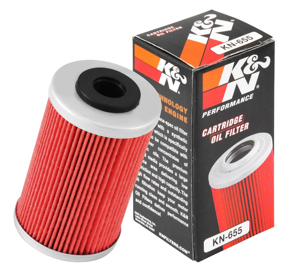 K&N Filters Oil Filter, Powersports, Cartridge Style, High Flow Premium Media, Without Anti Drain Back Valve, Without Bypass Valve – KN-655