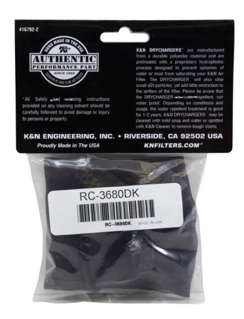 K&N Filters Air Filter Wrap, Drycharger ®, Oval Tapered – RC-3680DK