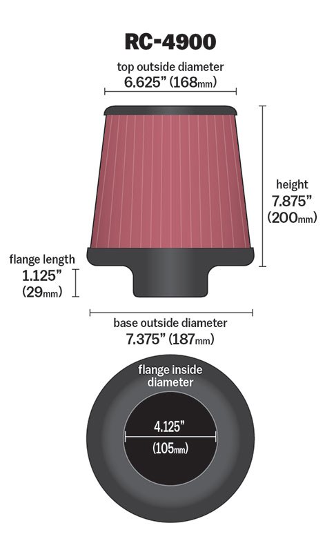 K&N Filters Air Filter, Red, Cotton Gauze, Round Tapered – RC-4900