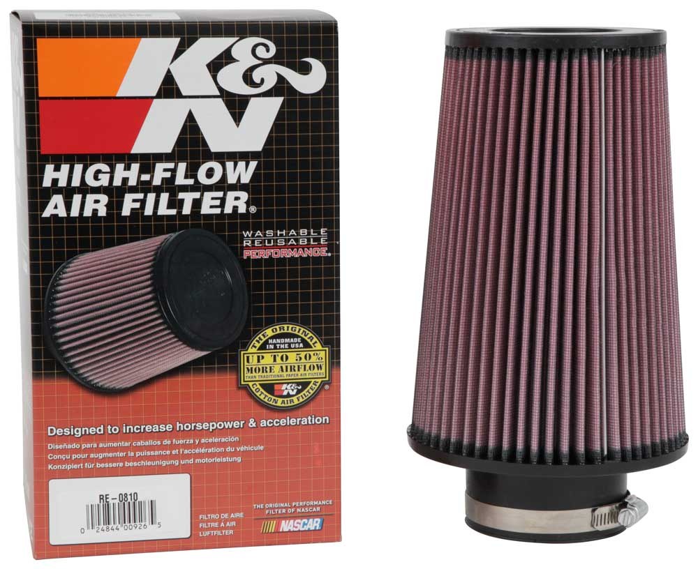 K&N Filters Air Filter, Washable, Red, Cotton Gauze, Round Tapered – RE-0810