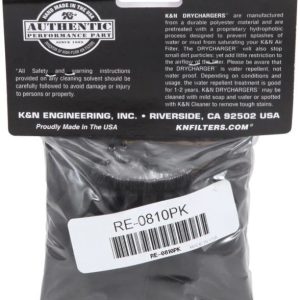 K&N Filters Air Filter Wrap, Precharger ®, Round Tapered, 6 Inch Base Diameter X 4-5/8 Inch Top Diameter X 9 Inch Height, Closed Top – RE-0810PK