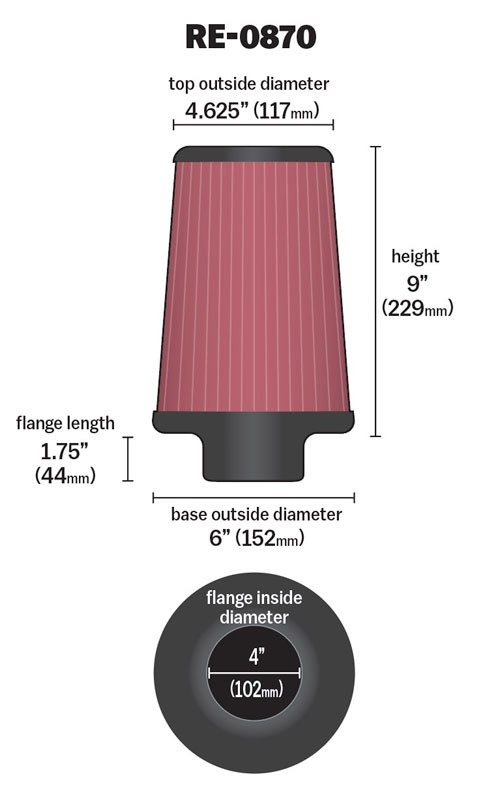 K&N Filters Air Filter, Washable, Red, Cotton Gauze, Round Tapered – RE-0870
