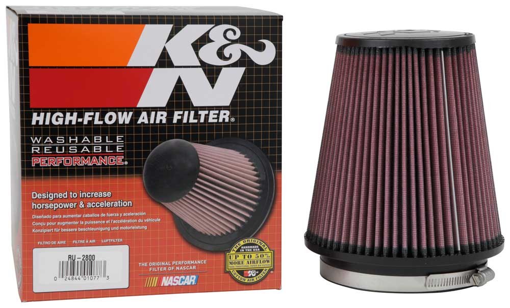 K&N Filters Air Filter, Washable, Red, Cotton Gauze, Round Tapered – RU-2800