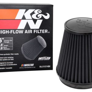K&N Filters Air Filter, Black, Non Woven Synthetic, Round Tapered – RU-3101HBK