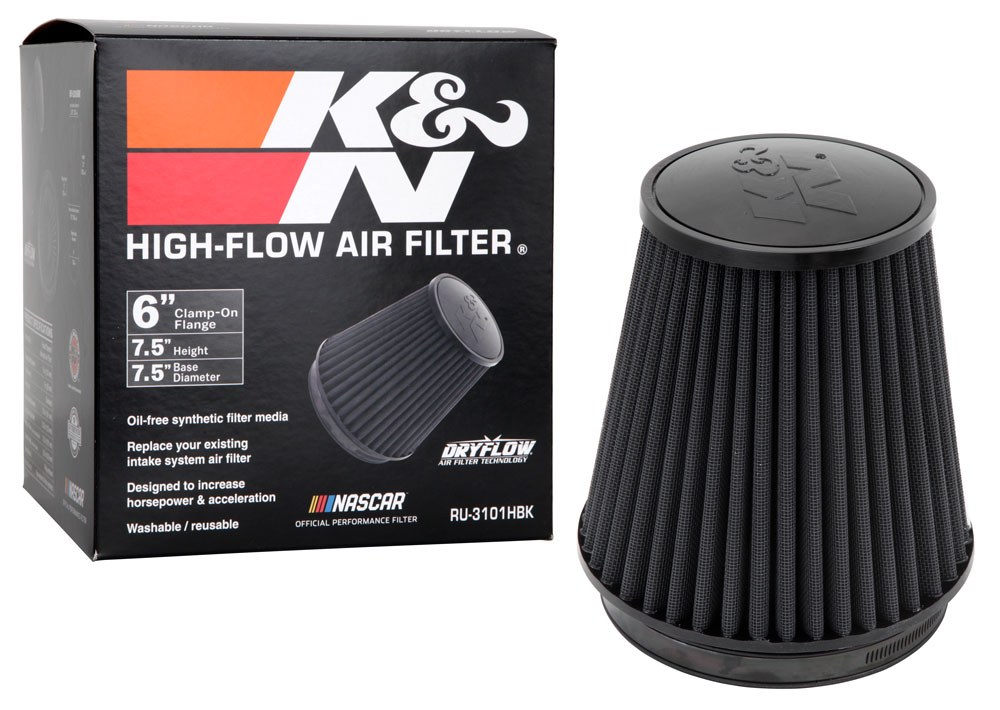 K&N Filters Air Filter, Black, Non Woven Synthetic, Round Tapered – RU-3101HBK
