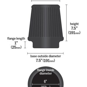 K&N Filters Air Filter, Black, Non Woven Synthetic, Round Tapered – RU-3101HBK