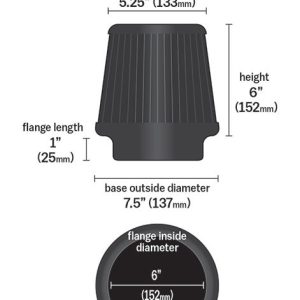K&N Filters Air Filter, Black, Non Woven Synthetic, Round Tapered – RU-3102HBK