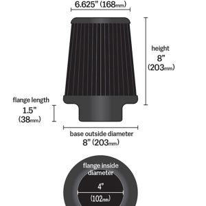 K&N Filters Air Filter, Black, Non Woven Synthetic, Round Tapered – RU-5171HBK