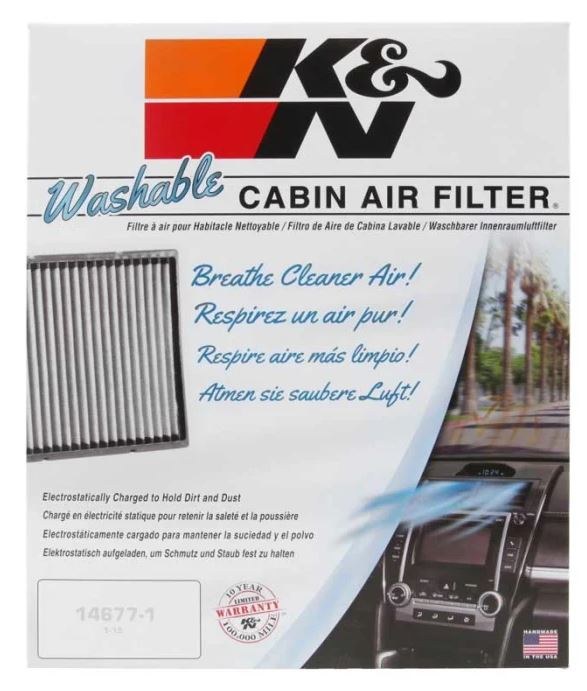 K&N Filters Cabin Air Filter, Washable, Non-Woven Synthetic, 9-7/8 Inch Length X 8-7/8 Inch Width X 3/4 Inch Height – VF2016