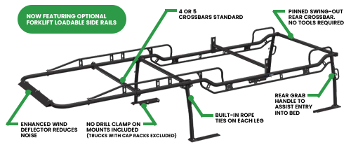 Holman Ladder Rack Component, Pro Rack, For Pro Series Ladder Rack, Legs and Bars Only, Powder Coated, Black, Steel – 12000