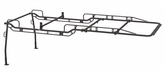 Holman Ladder Rack, Pro Rack, Body Mount, Multi-Fit, Vehicle Fitment: All Platform Bodies/ 8 Feet Crew Cab, Forklift Loadable, Powder Coated – 2PBF8C