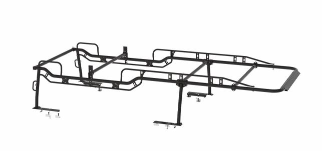 Holman Ladder Rack, Pro Rack, Bed Rail Mount, Multi-Fit, 22 Inch Height, Powder Coated, Black, Steel, Forklift Loadable – 2SSF6C
