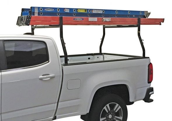 Holman Ladder Rack, Econo Series, Single Rack, 500 Pound Capacity, Bed Rail Mount, Multi-Fit, 24 to 27 Inch Height, Adjustable, Powder Coated – 30050