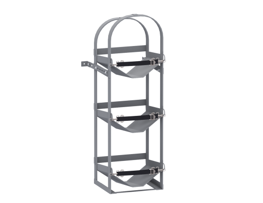 Holman Van Storage System Refrigerant Tank Rack, Bolts to Wall, Holds Three 30 Pound Tanks or Holds Three 50 Pound Tanks – 40102