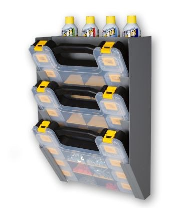 Holman Van Storage System Parts Organizer Holder, Use to Mount 3 40350 Parts Organizer Cases and Spray Cans, Gray – 40370