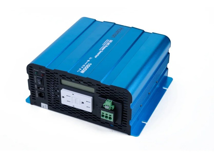 Holman Power Inverter, Inverts 12 Volt DC to 110 Volt AC, 1000 Continuous/ 2000 Peak Watts, 9 Amp Output, With 2 AC Outlets – 40441