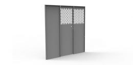 Holman Bulkhead Divider, Full Bulkhead, Fixed Center Panel, Perforated Window, Gray, Steel, With Wing Kit – 4061SL
