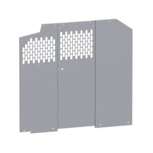 Holman Bulkhead Divider, Full Bulkhead, Fixed Center Panel, Perforated Window, Grey, Steel, Wing Not Included, Requires Bulkhead Divider Wing – 40640
