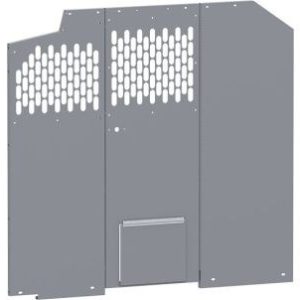 Holman Bulkhead Divider, Full Bulkhead, With 13-1/2 Inch Width X 10 Inch Height Dog Door, With Perforated Window, Matte Powder Coated, Steel – 40645