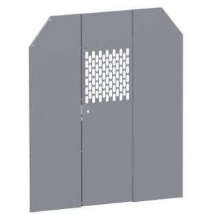 Holman Bulkhead Divider, Full Bulkhead, With Center Panel Door, With Mesh Window, Powder Coated Matte Gray, Steel – 40662