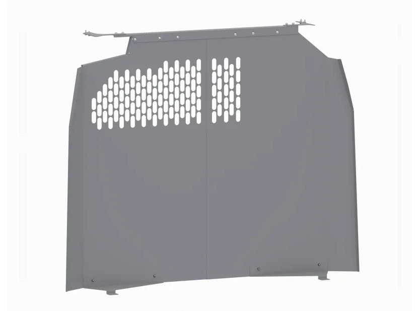Holman Bulkhead Divider, Fleet, Full Bulkhead, Perforated Center Panel, Solid, Gray, Steel, Includes Wing Kit – 406GMF-P