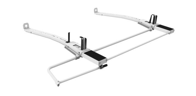 Holman Ladder Rack, For Use with Holman Drop Down Ladder Rack, With Bows and Single Drop Down Mechanism, Powder Coated, White, Steel – 4092L