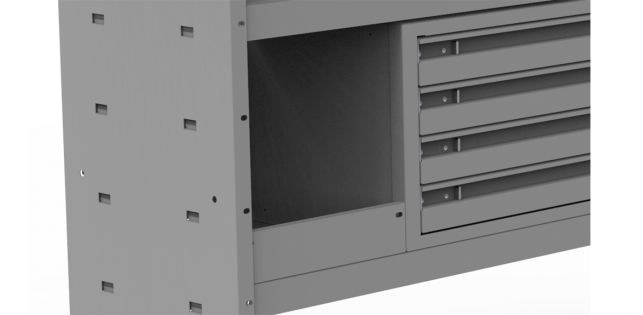 Holman Van Storage System Shelf Retainer Lip, For 10 Inch Shelf Model, Mount at Floor Level, Gray – 48190